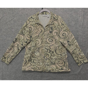 Weekends by Chicos Jacket‎ Womens Sz 3 US 16 Pink Gray Paisley Pockets Full Zip